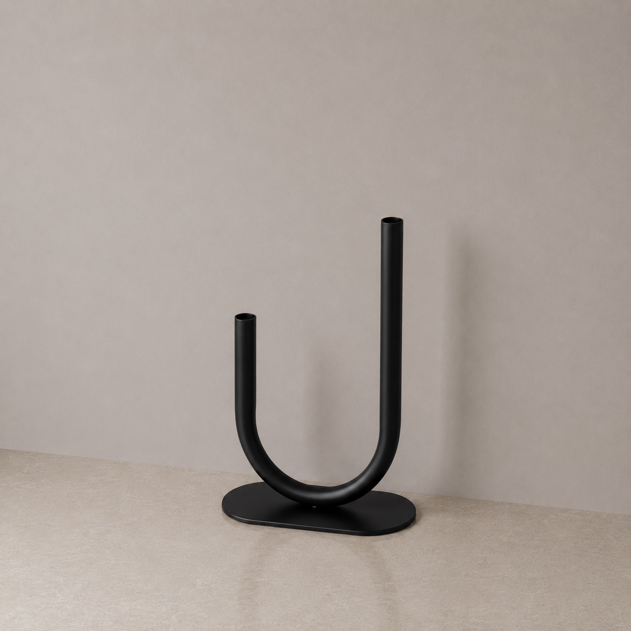 Alfredo Metal Duo Curved Stem Vase - black
