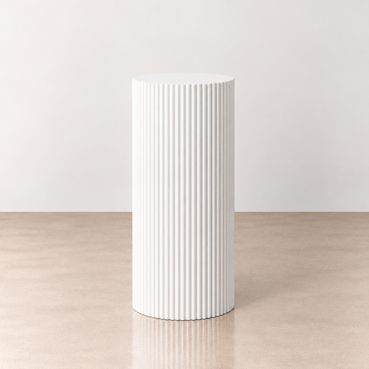 White Matte Round Ripple Plinth - 90cm H