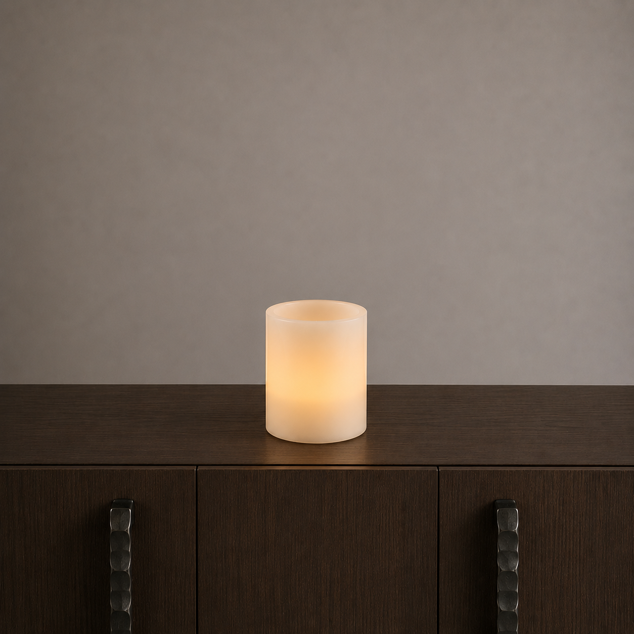 LED Real Wax Pillar Candles - 7cm Dia 7.5cm H