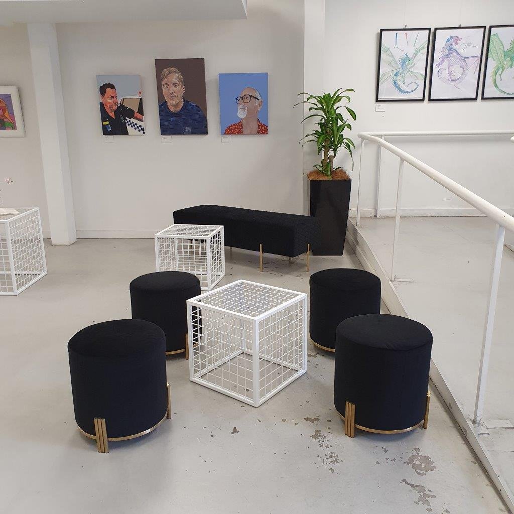 New York Ottoman Pod Black, New York Quilted Ottoman Bench Black, Mesh Cubes White used as coffee tables e.jpg