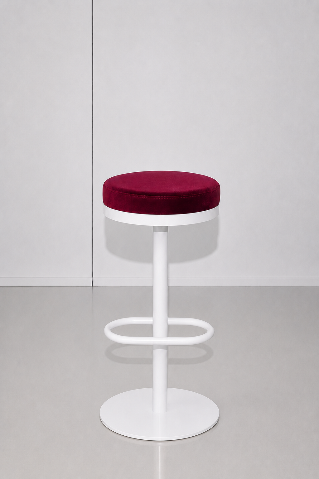 Mila White Stool - Cabernet Red Velvet