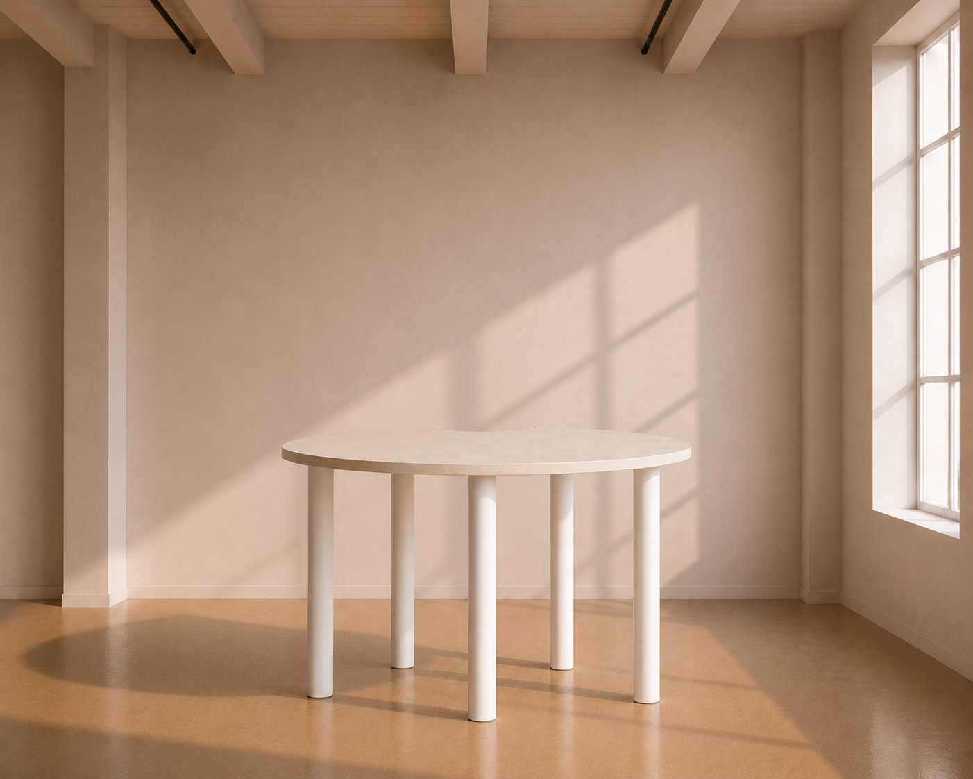 Charlie High Bar Table - Curved - Brushed White