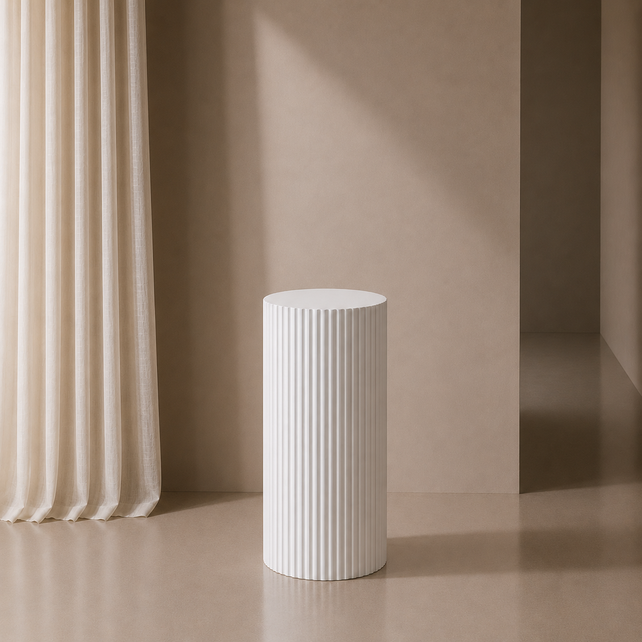White Gloss Round Ripple Plinth - 70cm