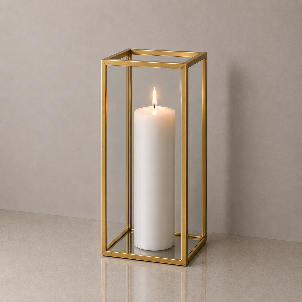 Hurricane Vase - Gold Frame - 30cm H