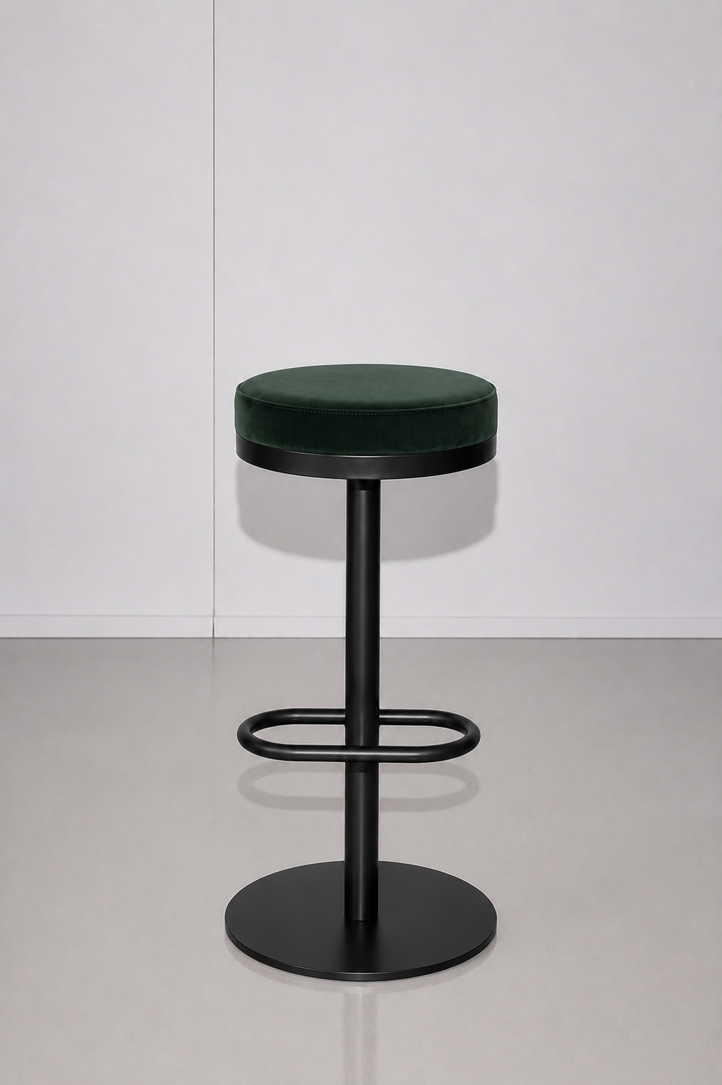Mila Black Stool - Midnight Green Velvet