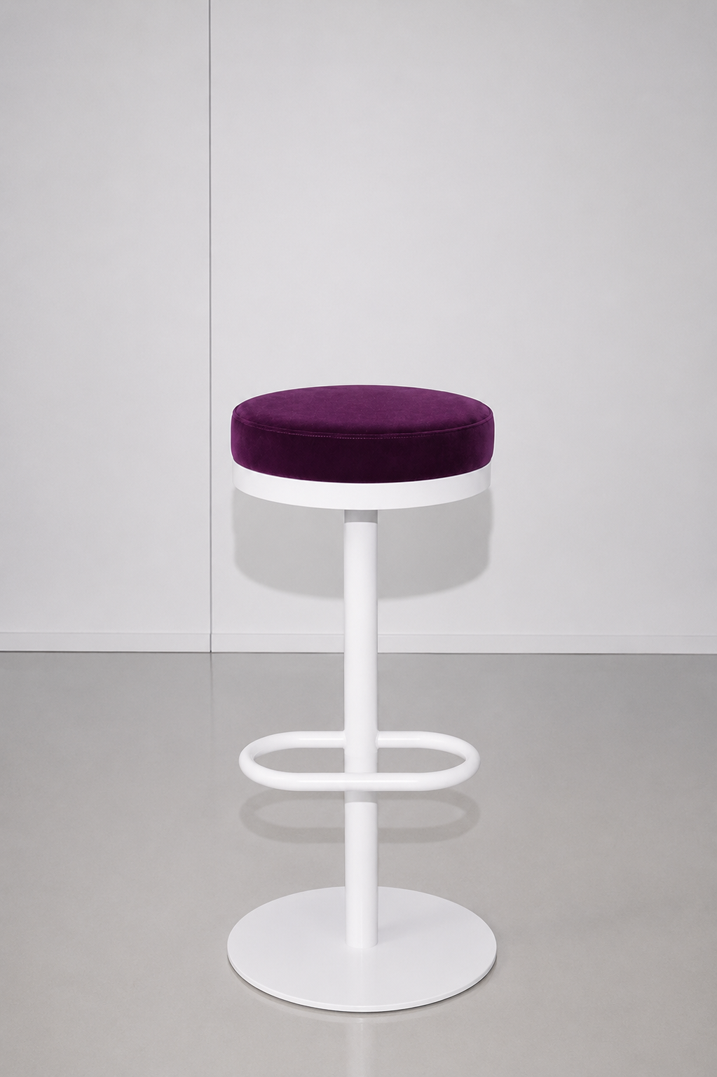 Mila White Stool - Royal Purple Velvet