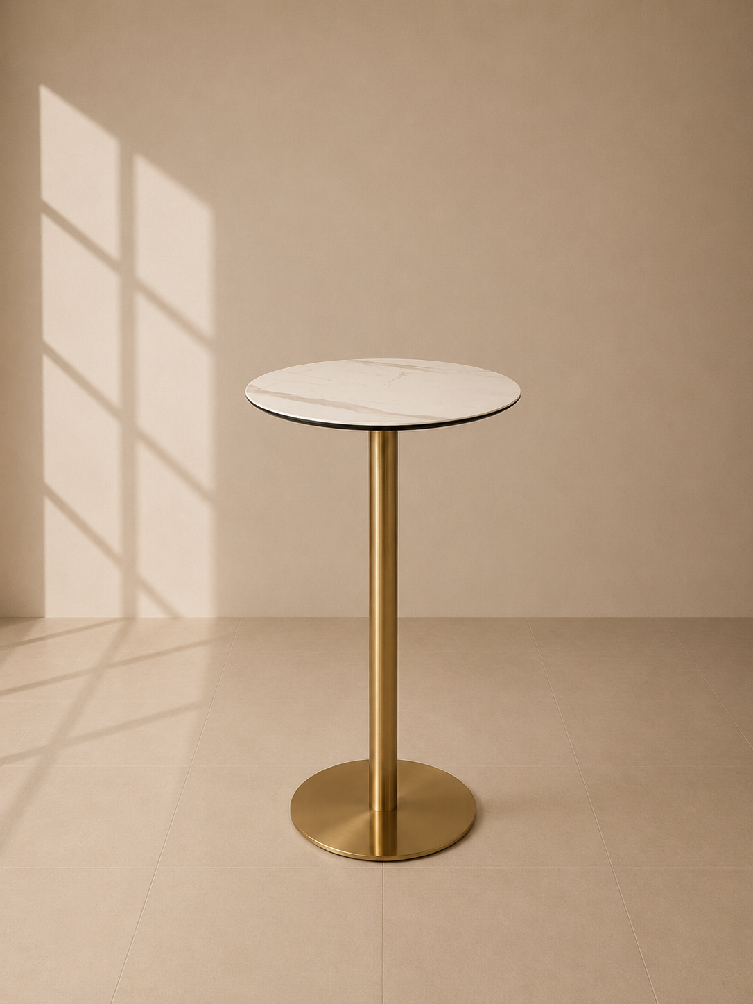 Brooklyn High Bar Table - White Marble Top - 75cm DIA