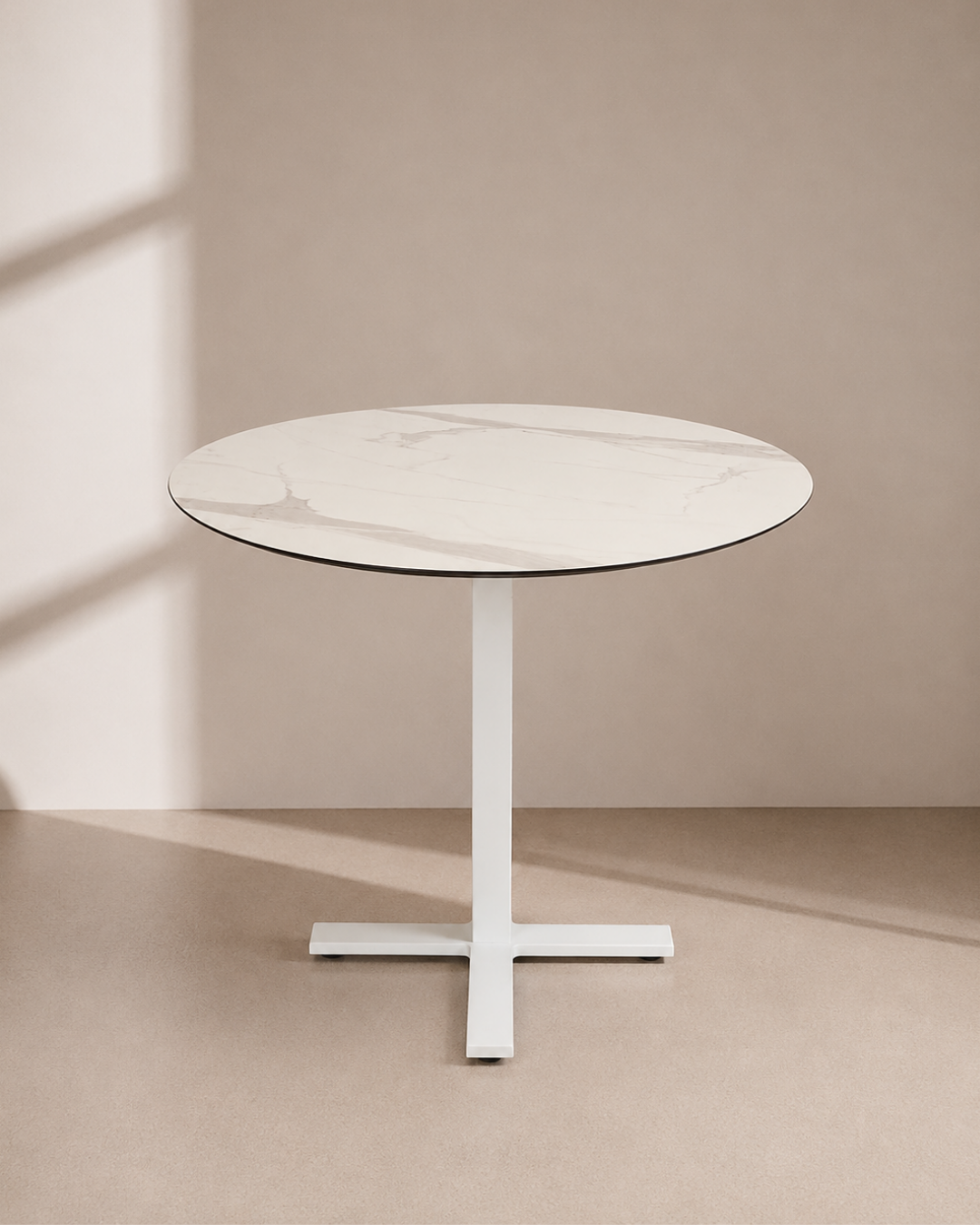 Manhattan Cafe Table - White Marble Top - 75cm Dia