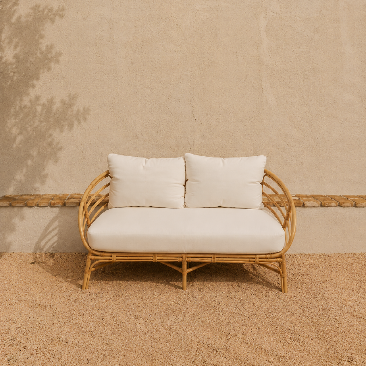 Miami 2 Seater Rattan Lounge - Natural