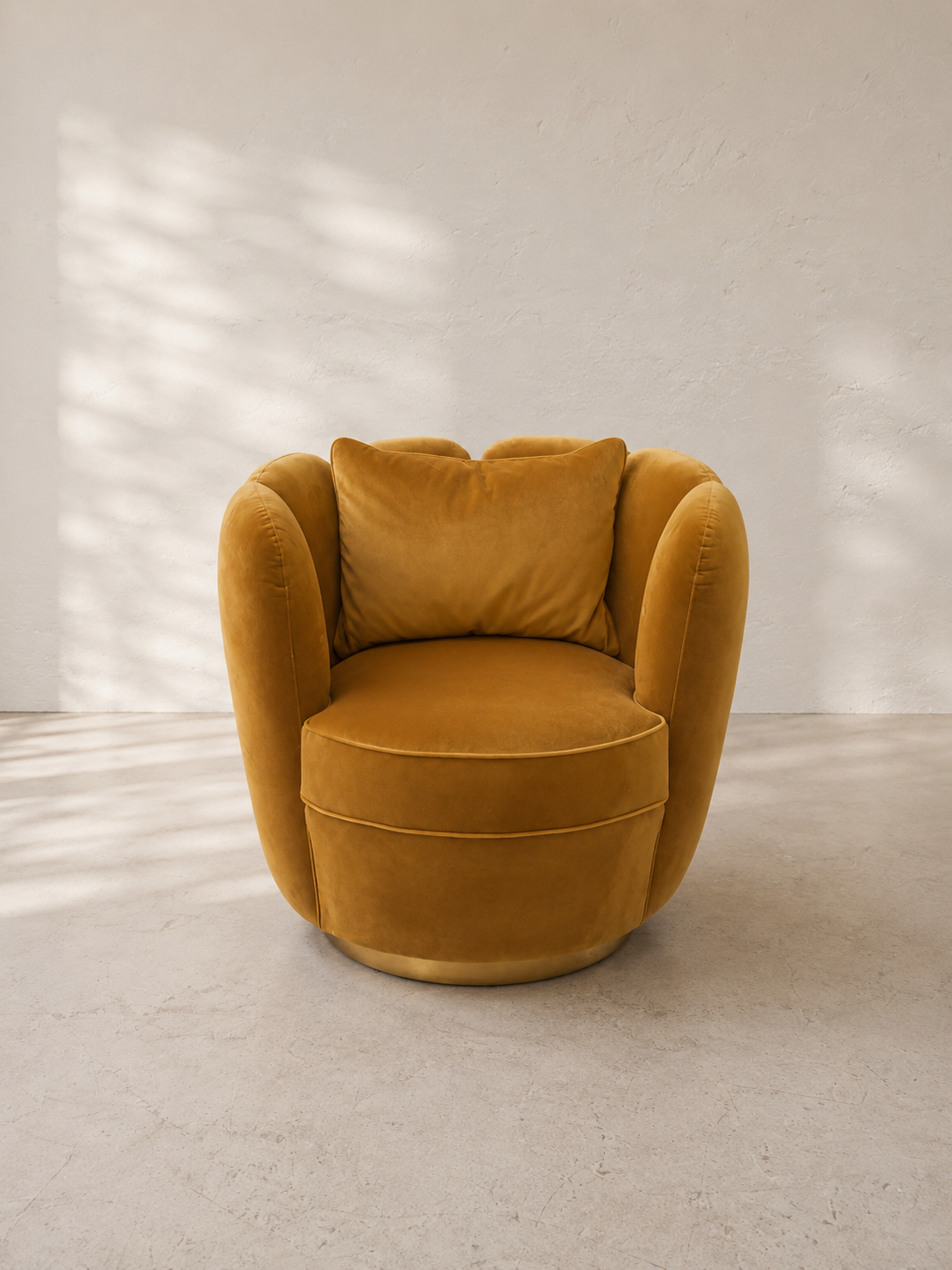 Turin Velvet Swivel Armchair - Antique Gold