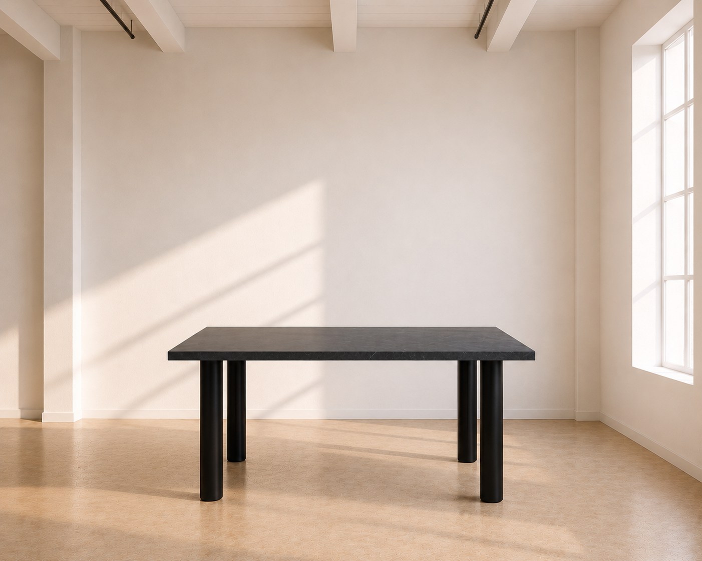 Charlie Dining Table - Straight - Brushed Charcoal