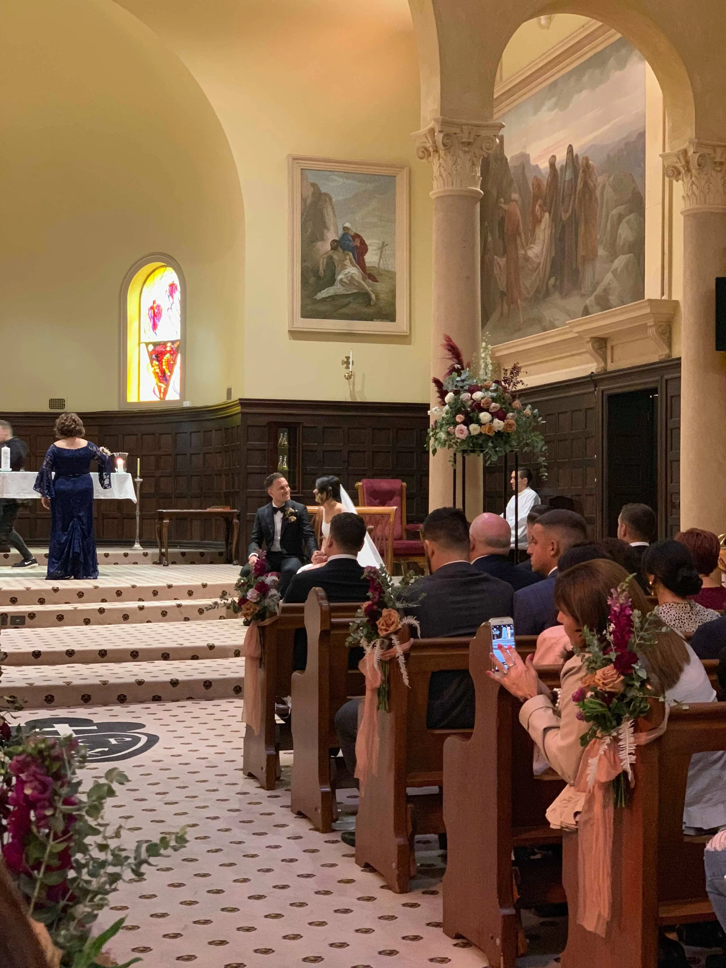 Black Metal Plinth - Flower arrangements in Church for wedding ceremony e.jpg
