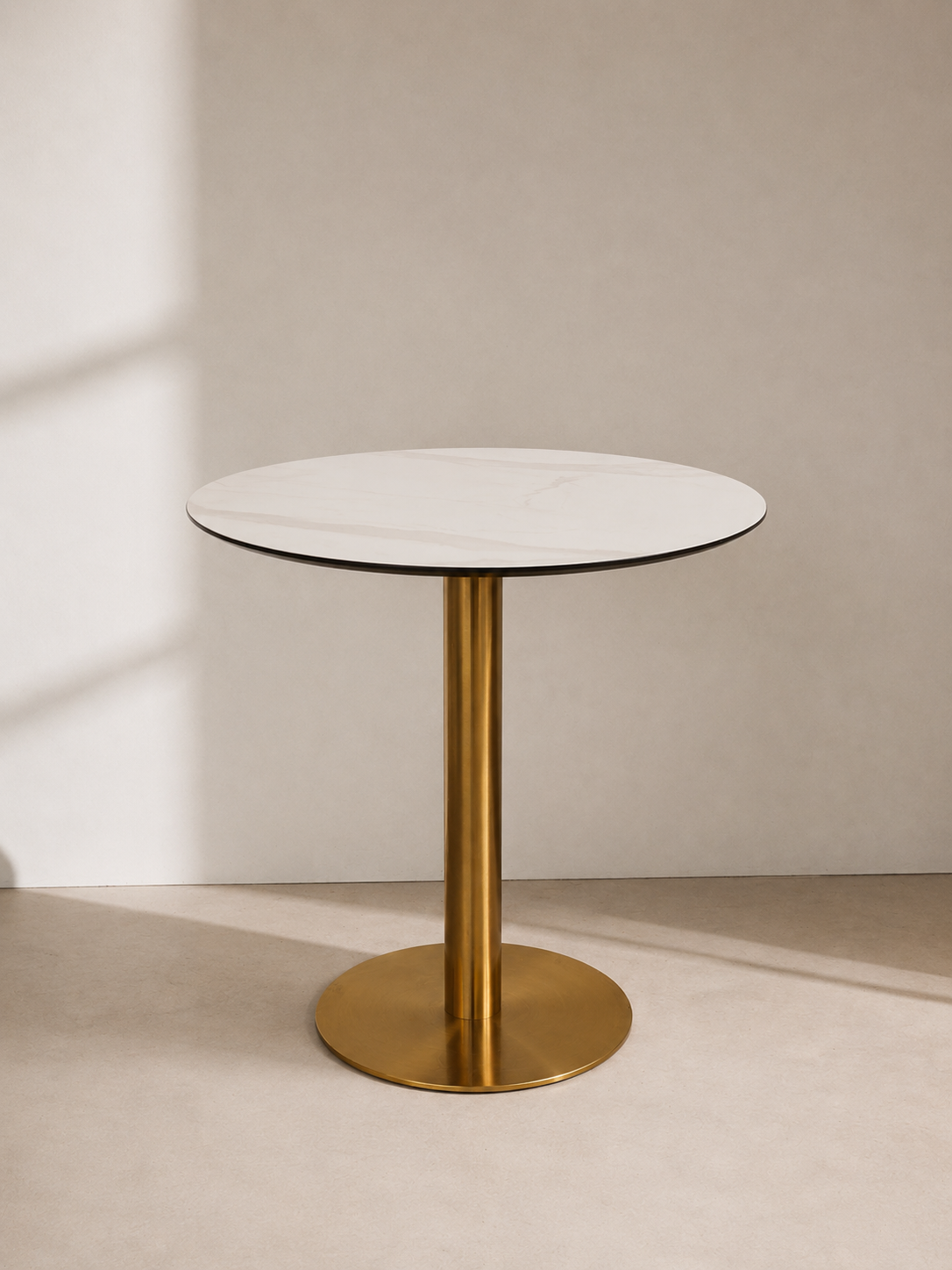 Brooklyn Cafe Table - White Marble Top - 75cm Dia