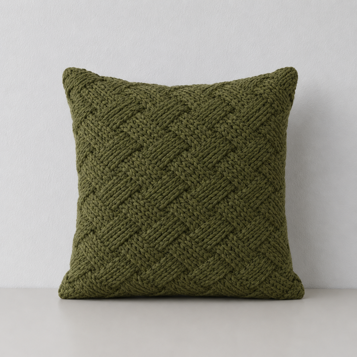 Cushion - Dark Green Knitted