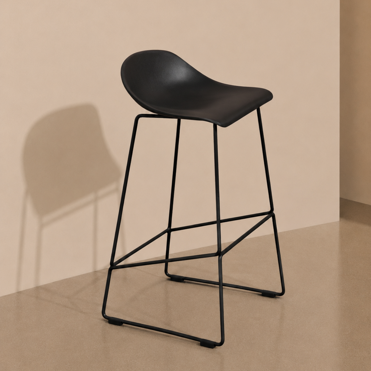 Newcastle Stool - Black with Moulded Seat