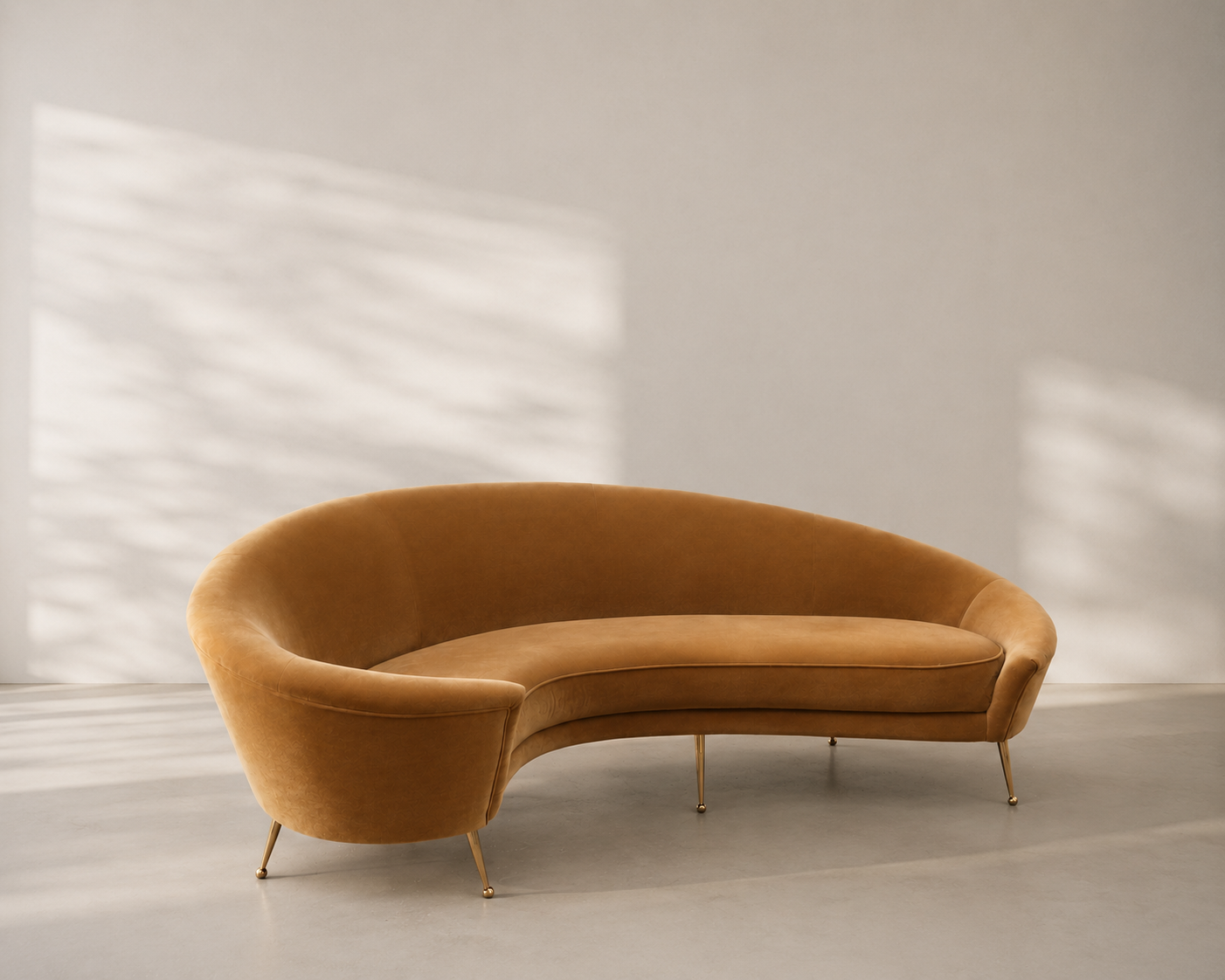 Milan Velvet 4 Seater Chaise - Antique Gold