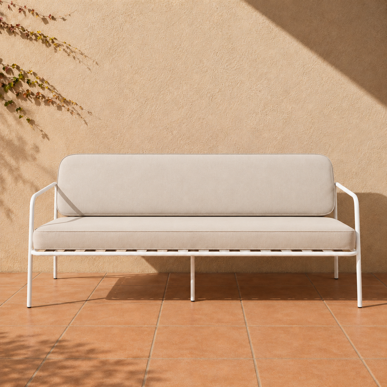 Bella - 2 Seater Sofa - White Frame - Stone.png