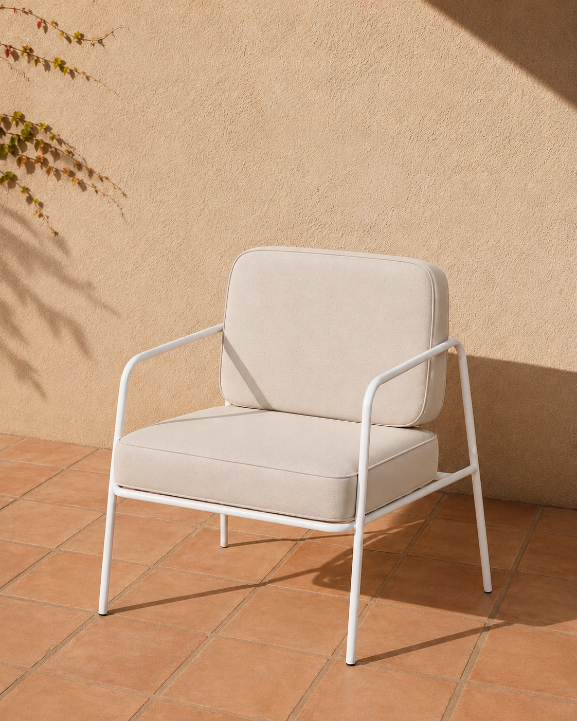 Bella - Armchair - White Frame - Stone.png