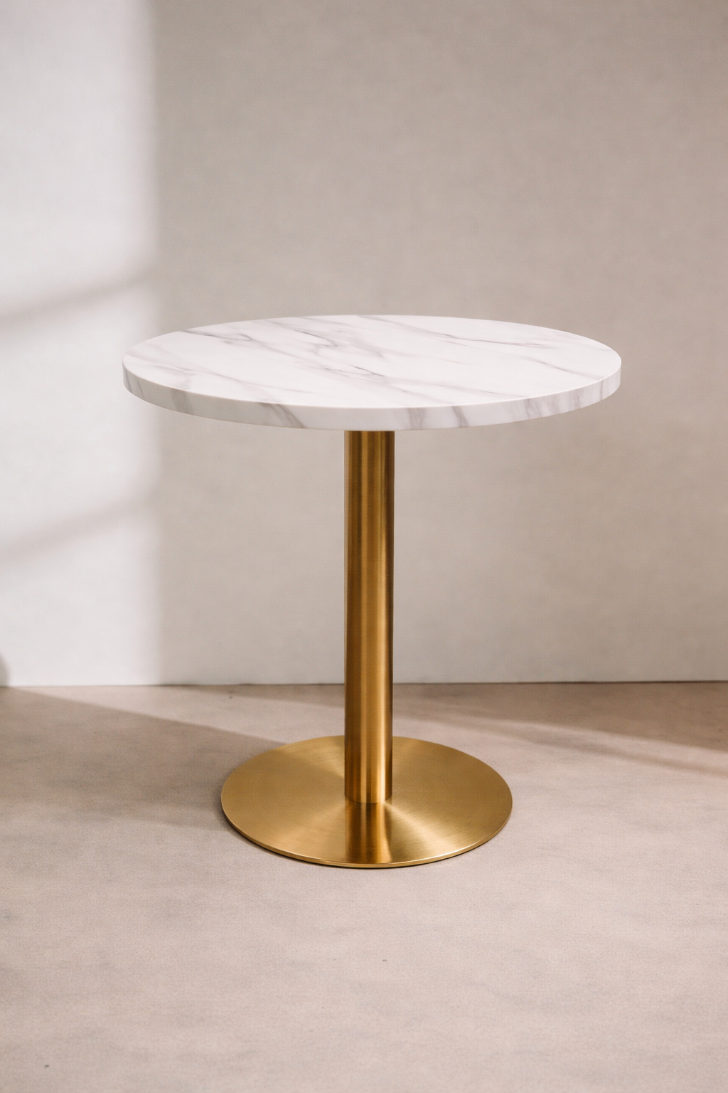 Brooklyn Cafe Table - Gold Frame with White Marble Top