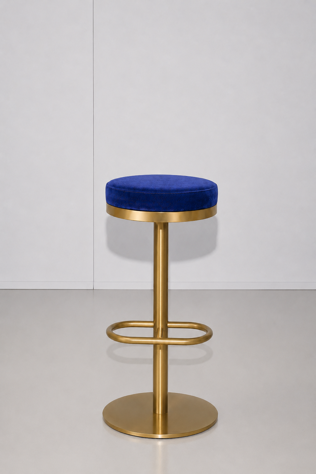 Mila Gold Stool - Navy Blue Velvet