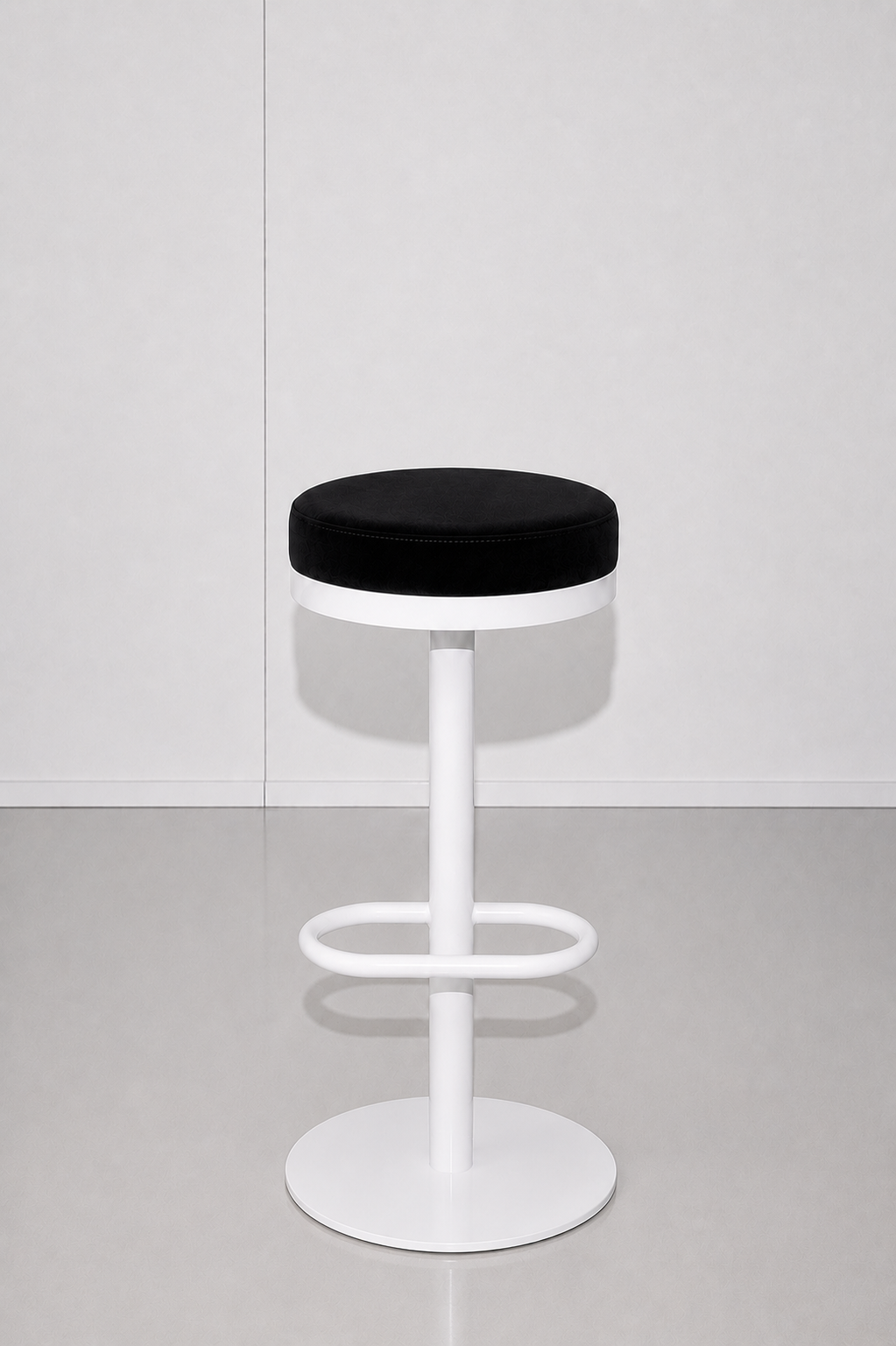 Mila White Stool - Black Velvet