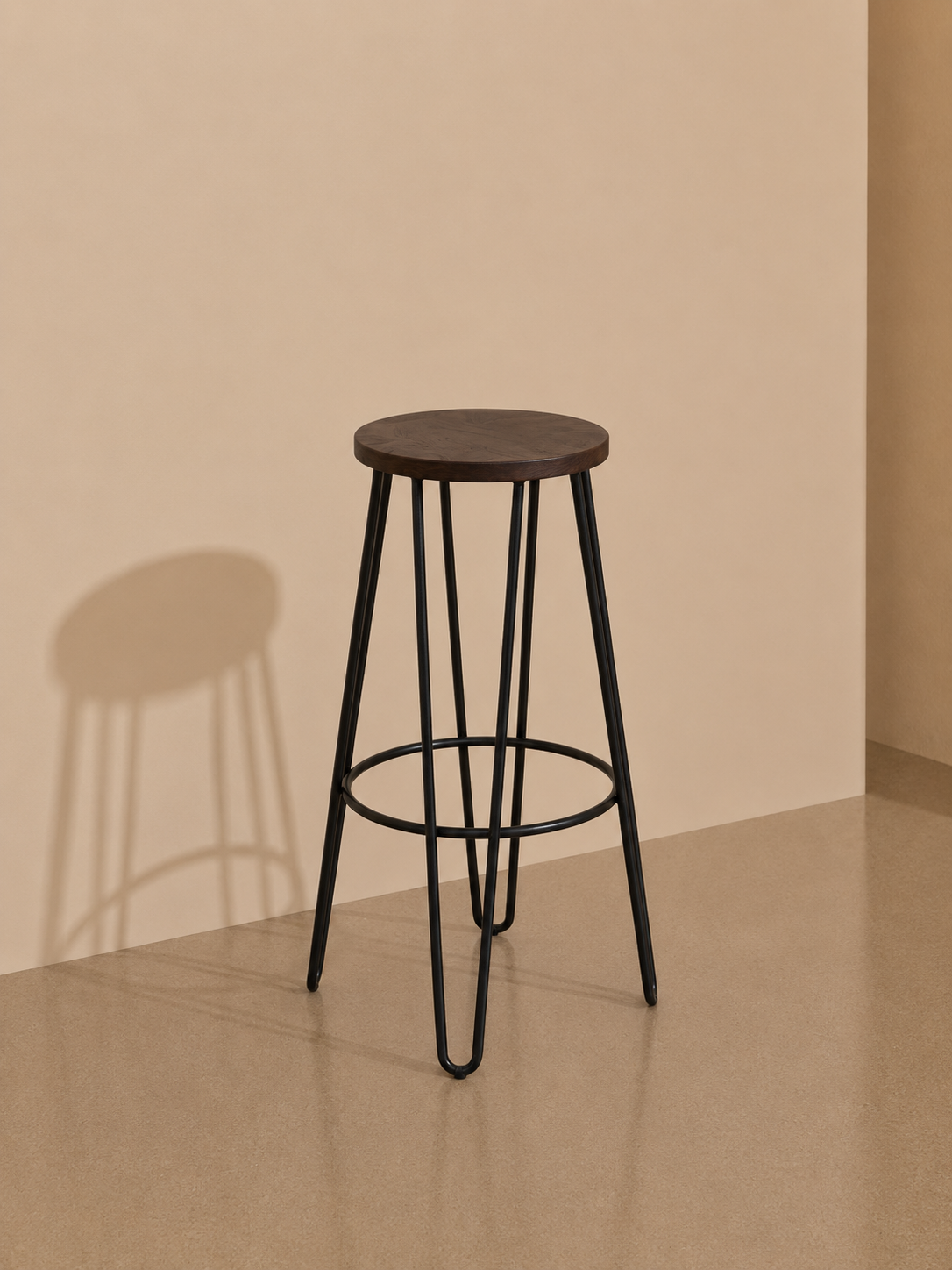 Miami Stool - Black with Timber Seat