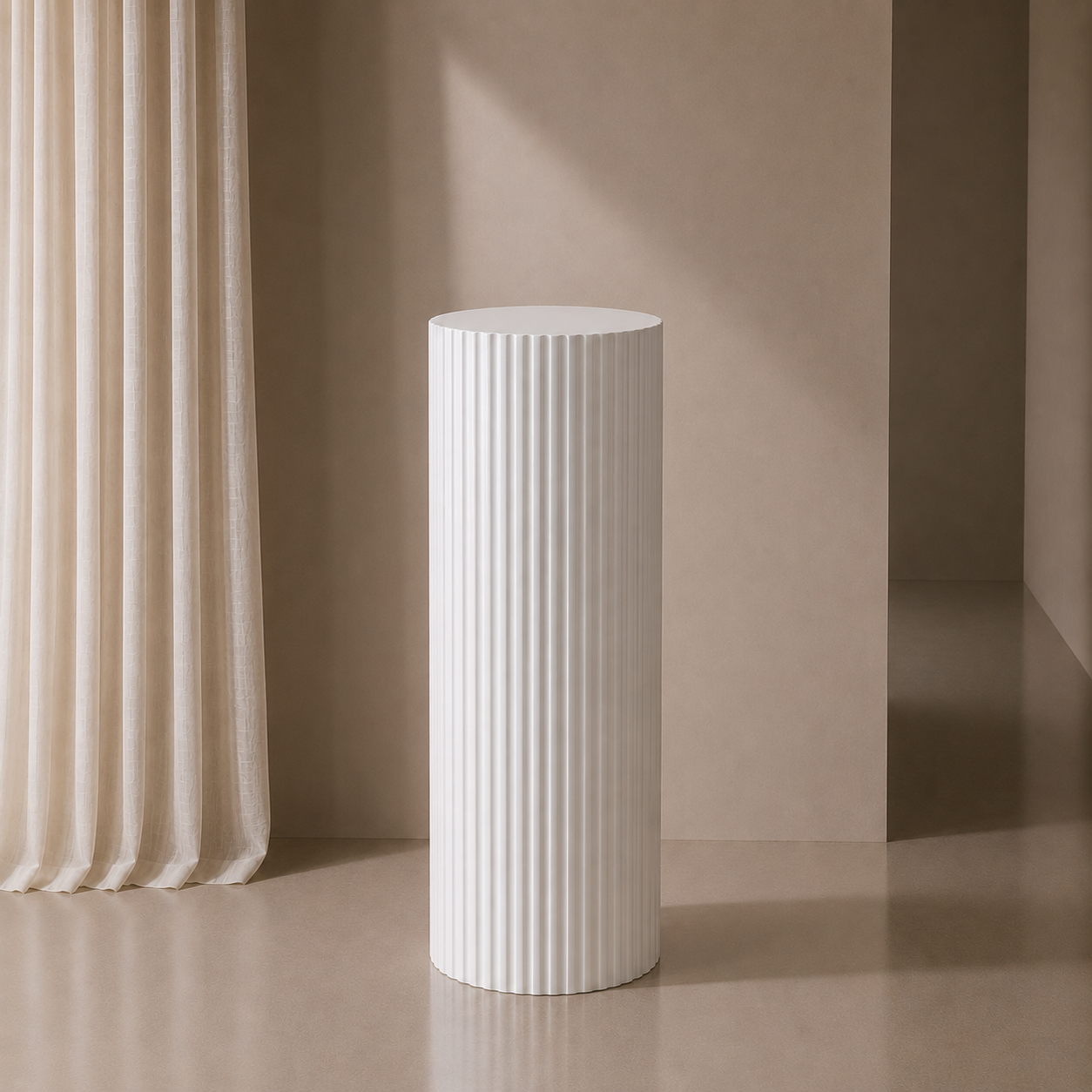 White Gloss Round Ripple Plinth - 90cm