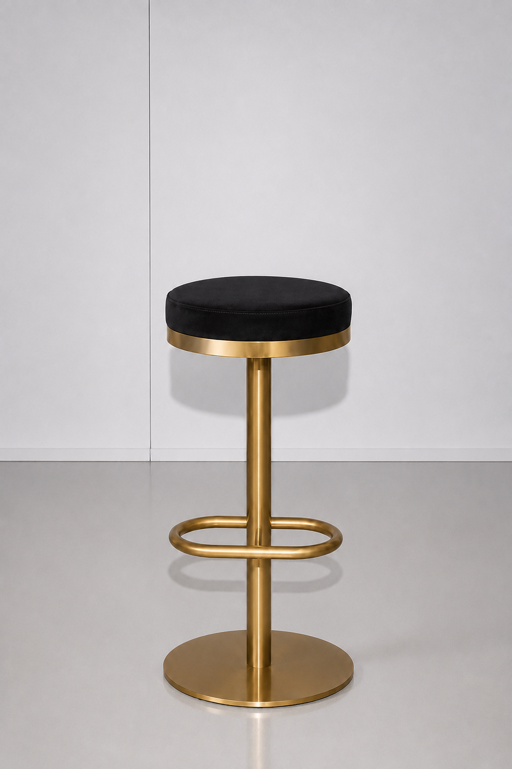 Mila Gold Stool - Black Velvet