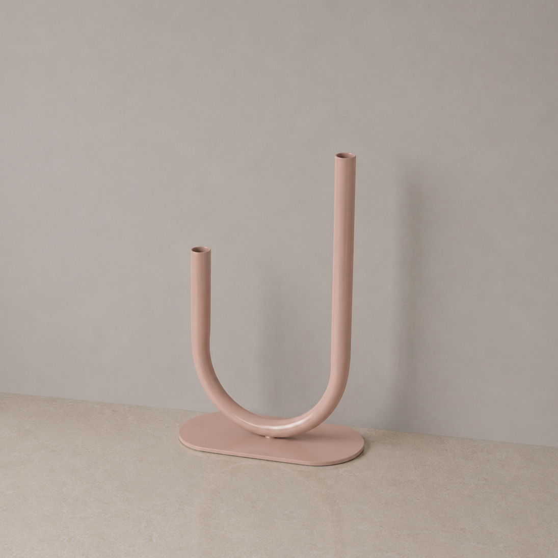 Alfredo Metal Duo Curved Stem Vase - Blush Pink
