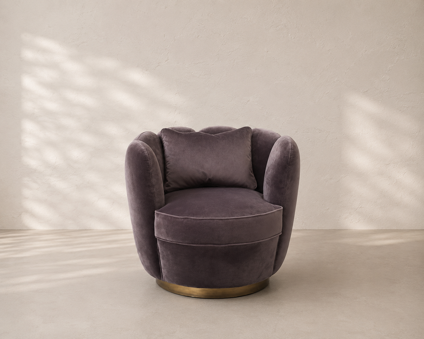 Turin Velvet Swivel Armchair - Charcoal