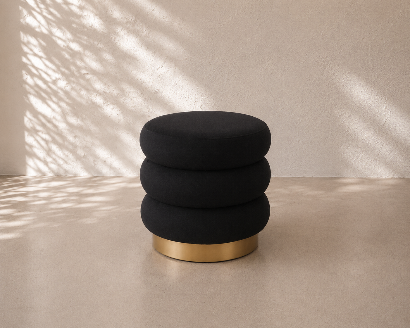 Brooklyn Velvet Ottoman Pod - Black with Gold Base