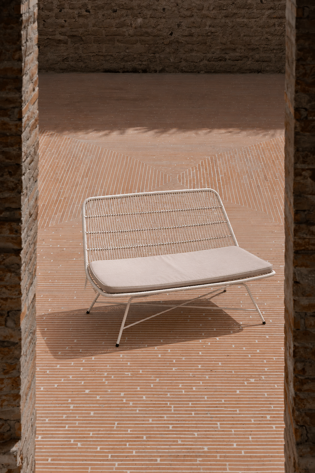 Miami 2 Seater Cane Lounge - Natural Cushion