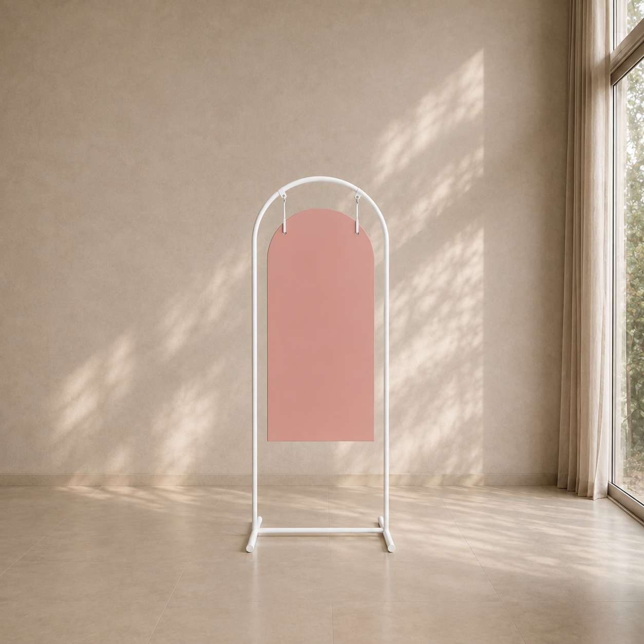 Large Metal Arch Signage Stand – White