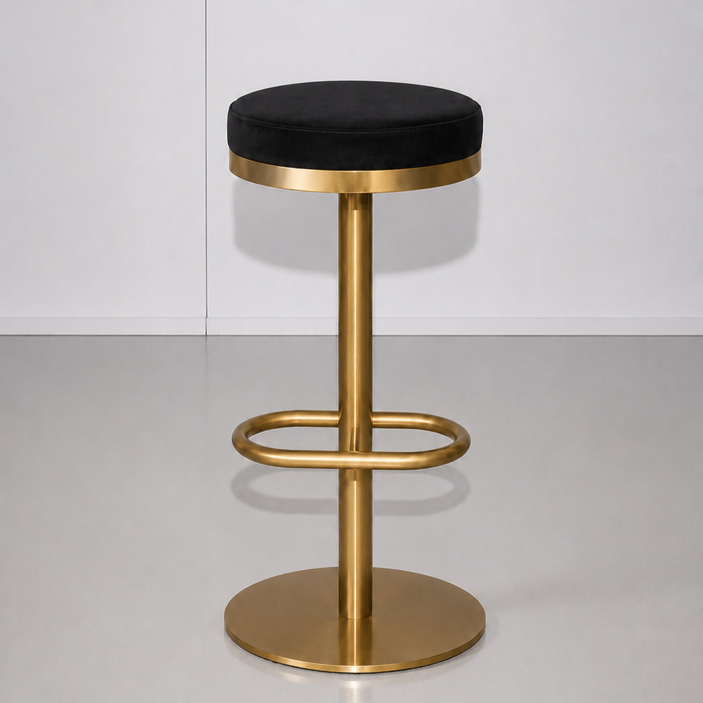 Mila White Stool - Gold Frame