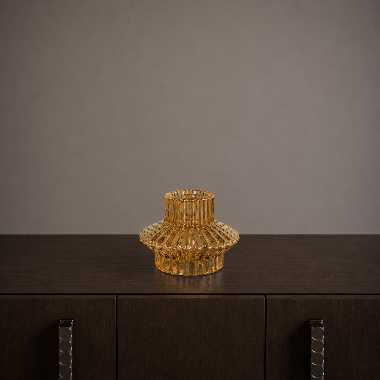 Glass Ripple Candle Holder - Burnt Gold - Medium