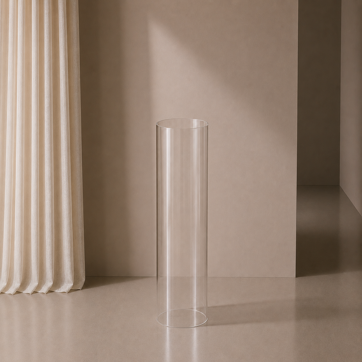 Clear Acrylic Plinth - Round Cylinder - 88cm H