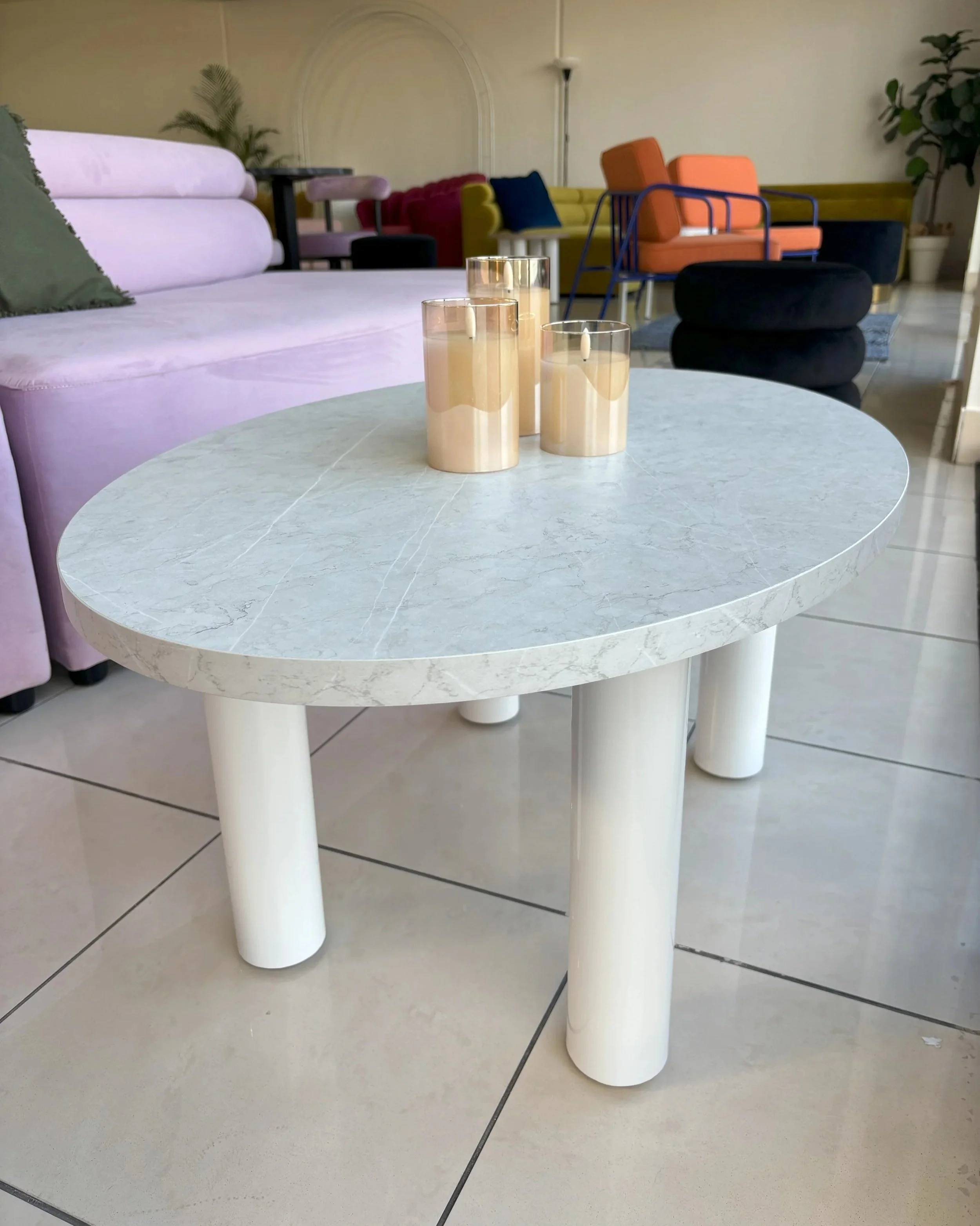 Charlie Coffee Table - Oval - Brushed White