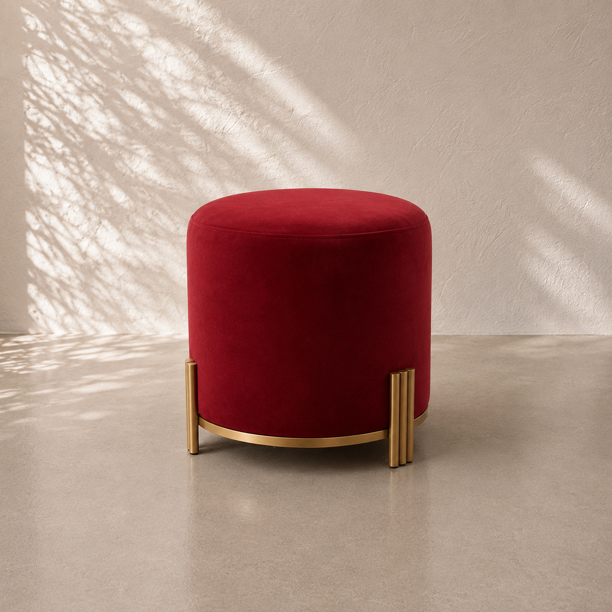 New York Velvet Ottoman Pod - Ruby