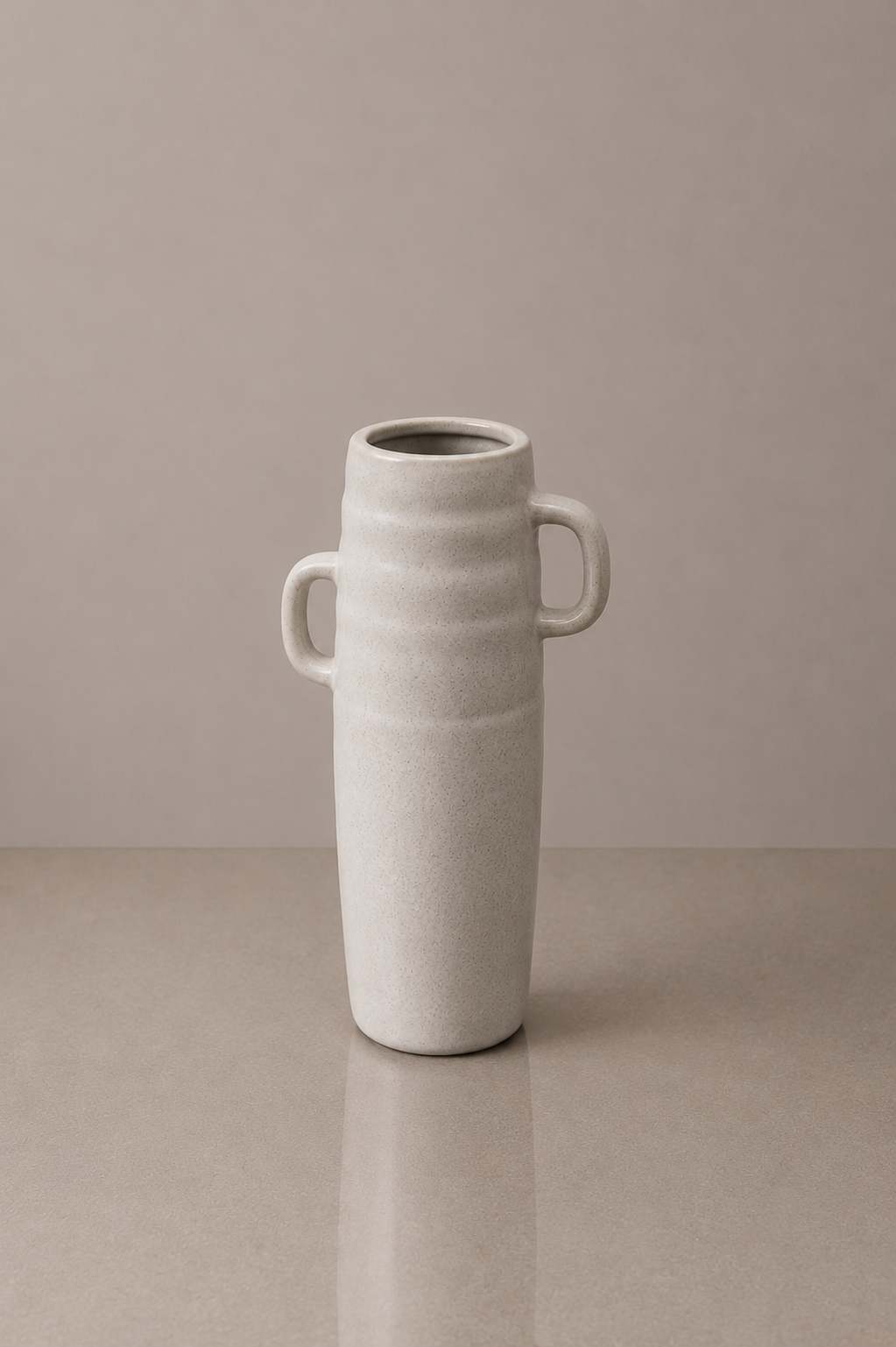 Ceramic White Speckled Textured Vase with handles