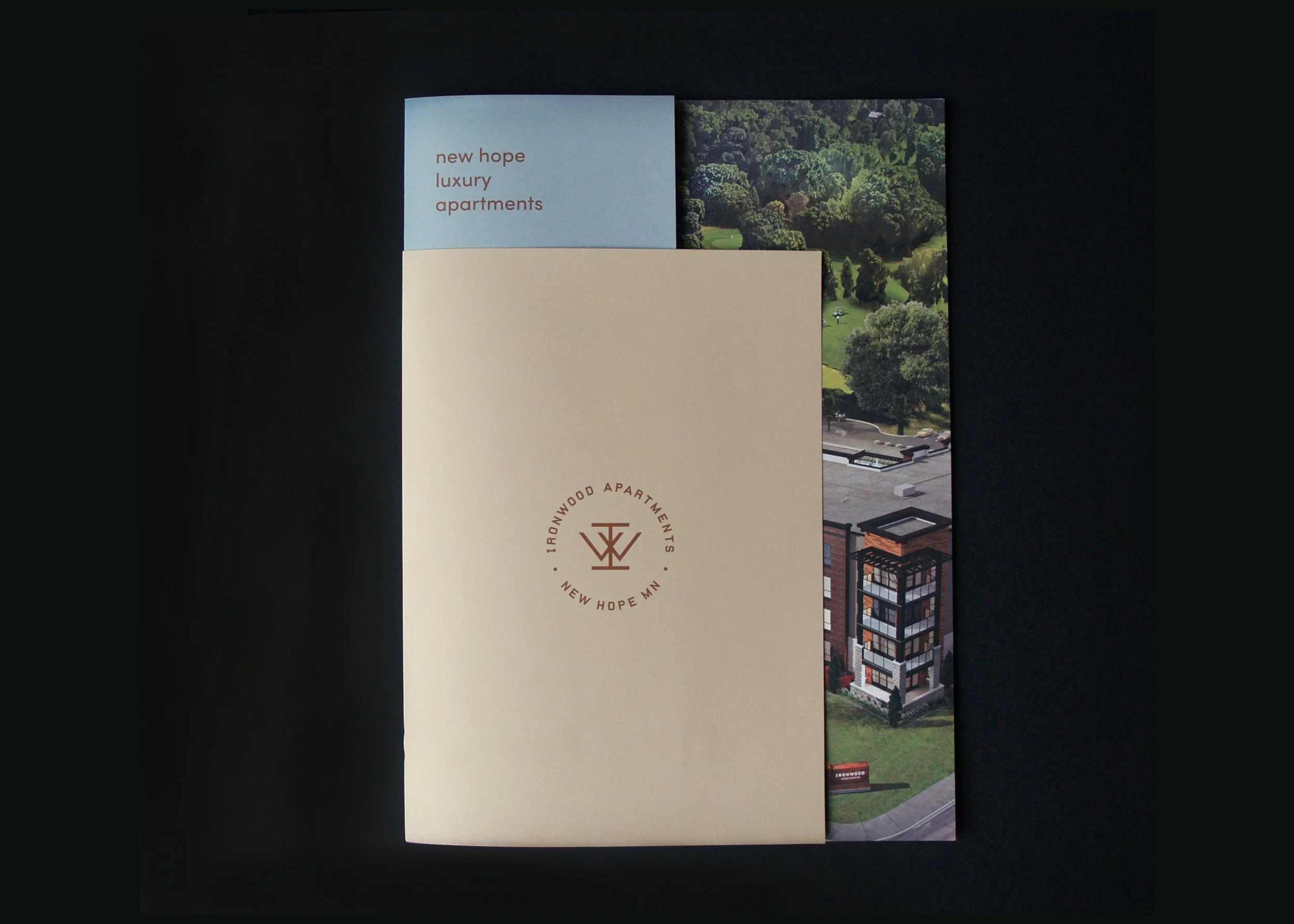 Brochure for Ironwood Apartments in New Hope, Minnesota, created by Richard Shanks.