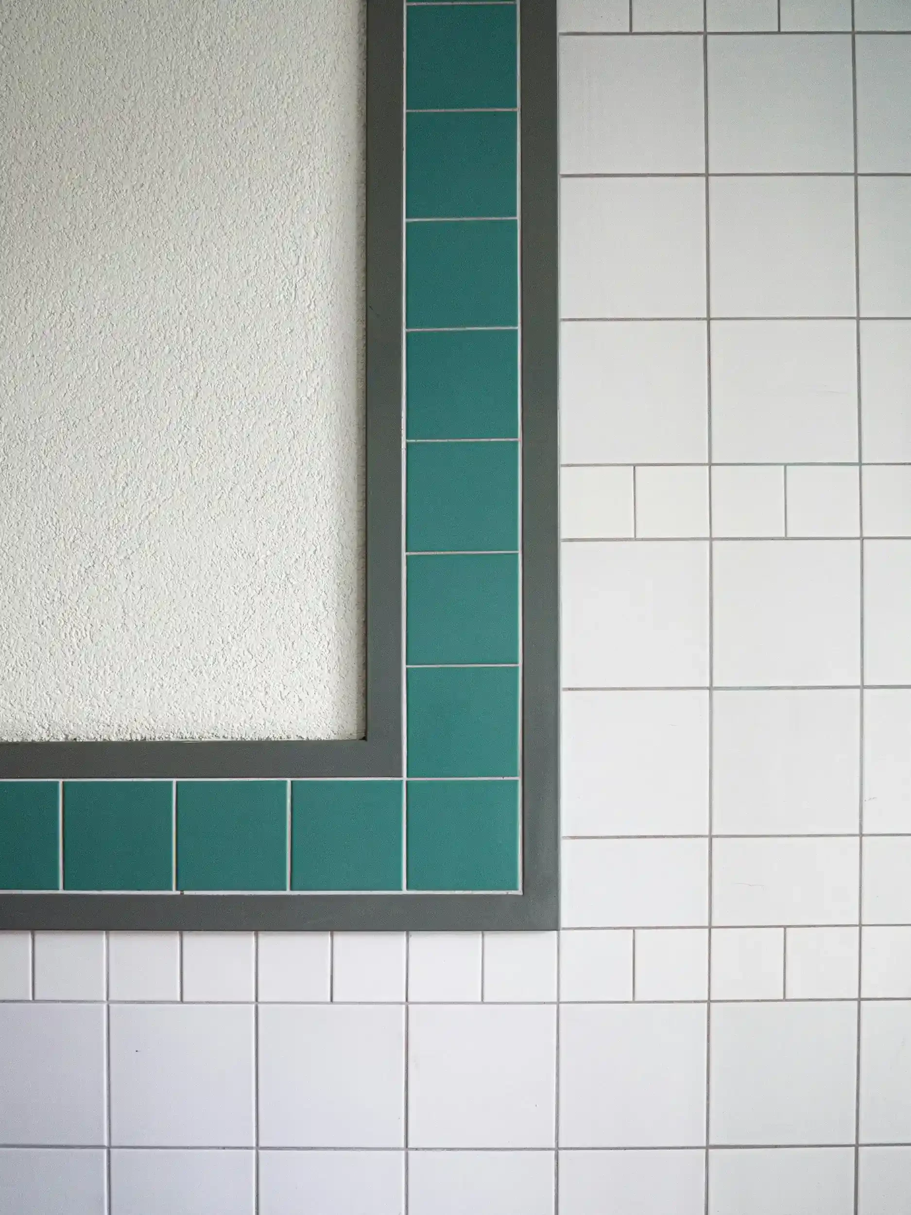 Closeup of newly restored tile and grout for shower wall