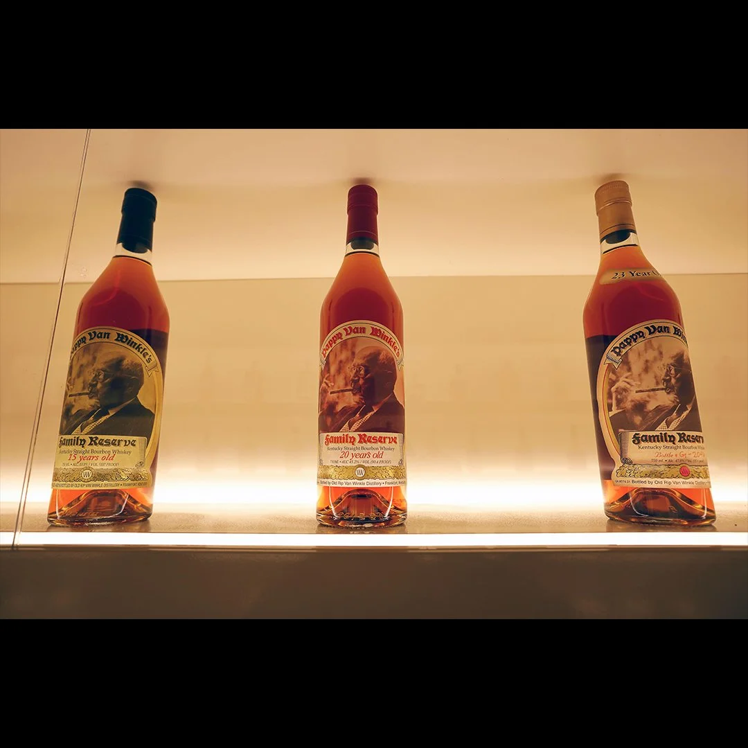 Three bottles of Pappy Van Winkle's Family Reserve bourbon whiskey