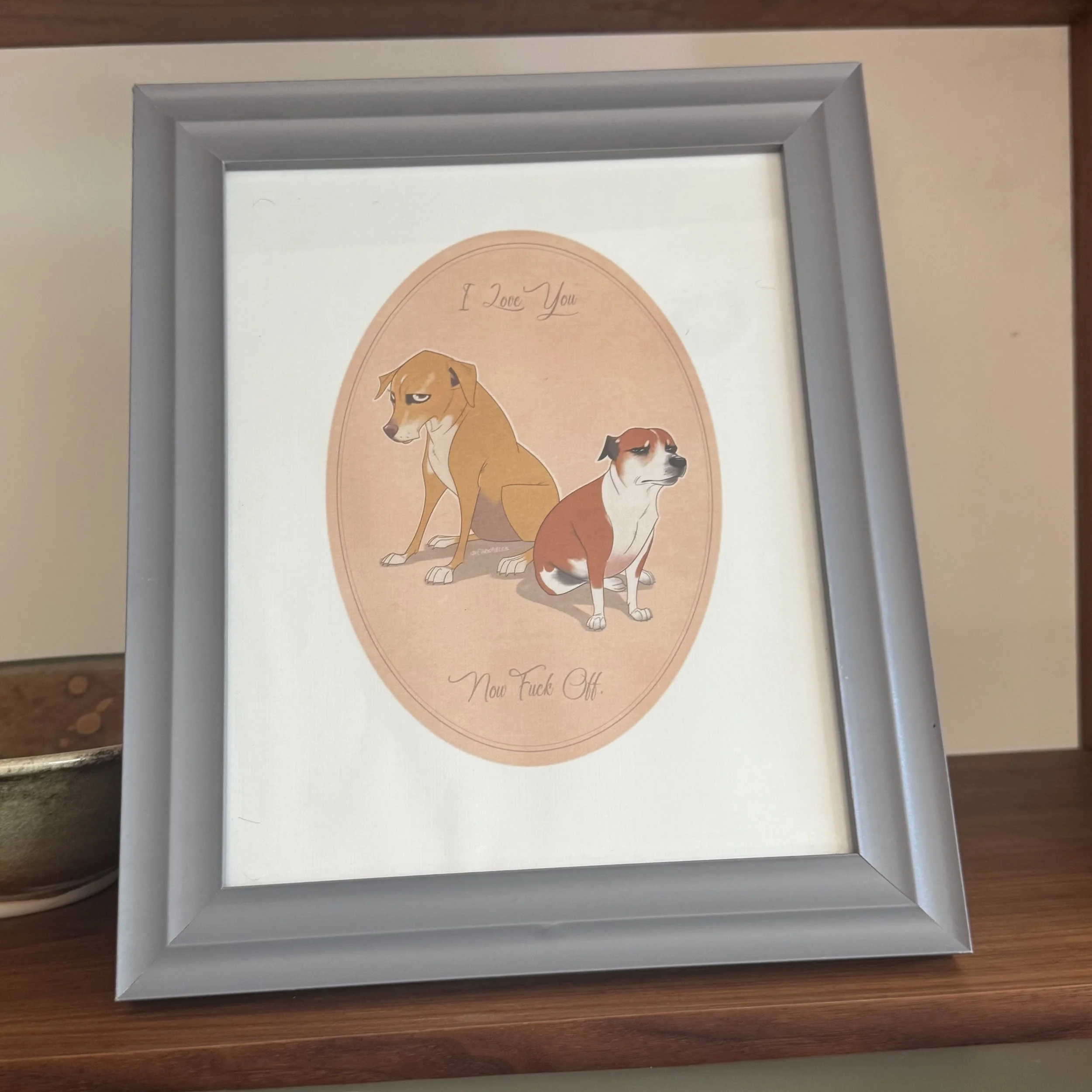 Portrait of Karen's dogs by @chrisablesart on IG