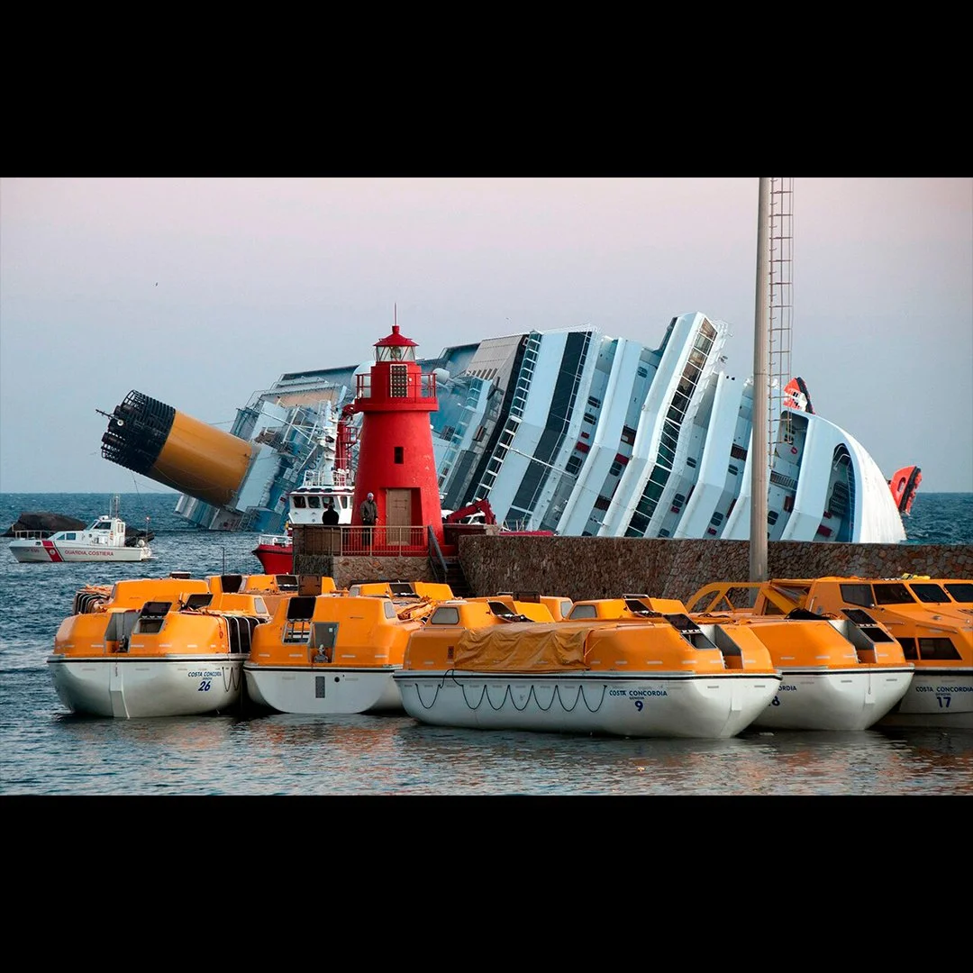 The ship lying off the coast of Giglio Island