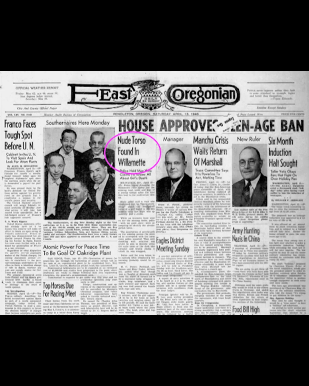 Front page coverage of the Oak Grove Jane Doe case
