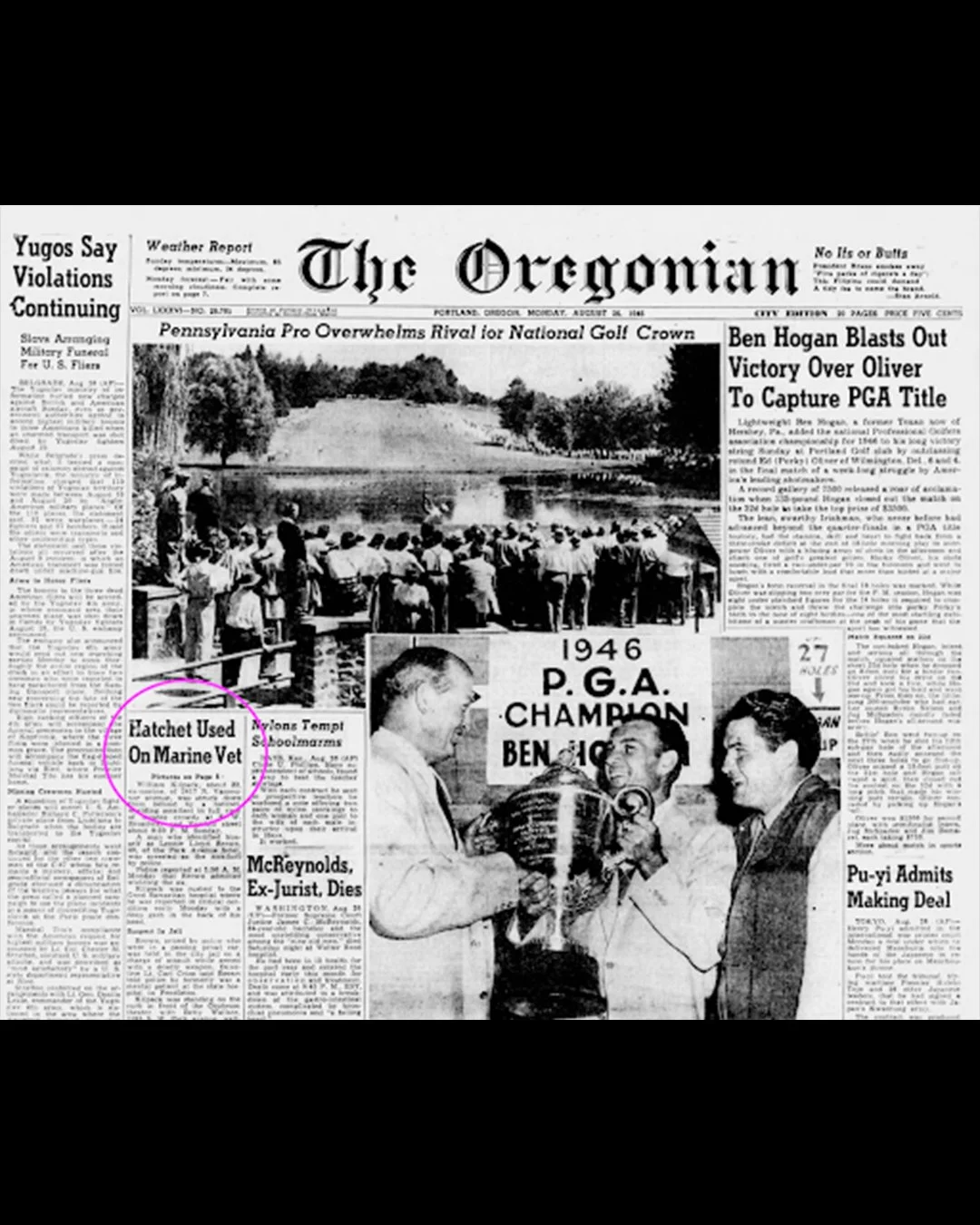 Front page coverage of William Kalpack’s attack