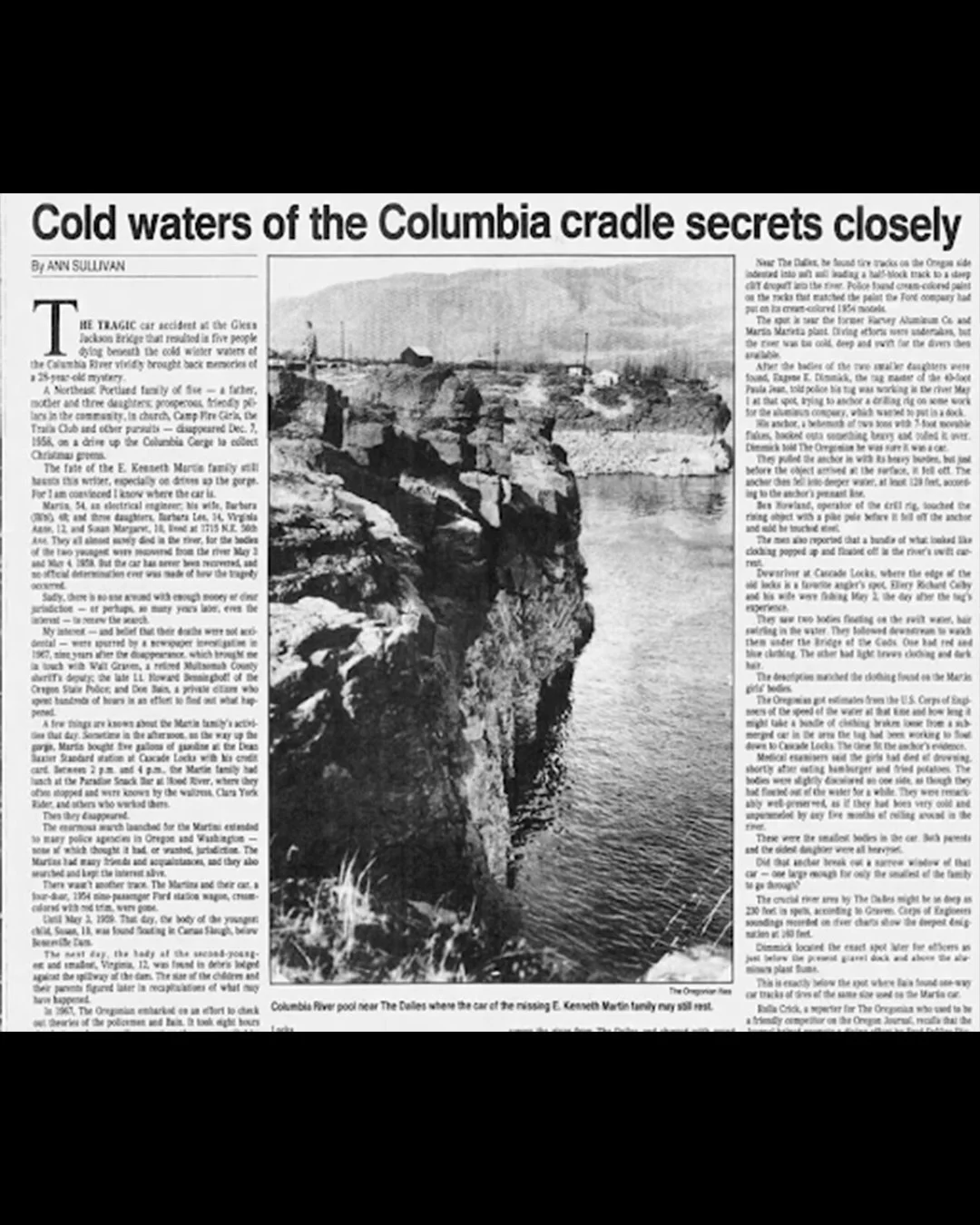 The spot in The Dalles where tire tracks were found