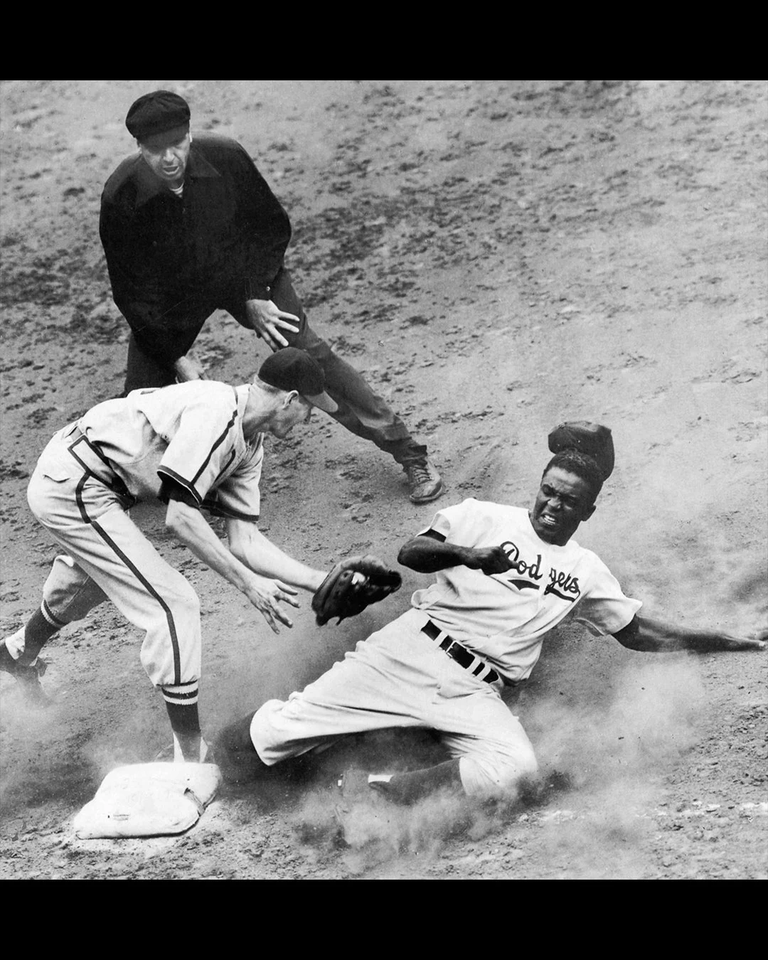 Jackie sliding into a base