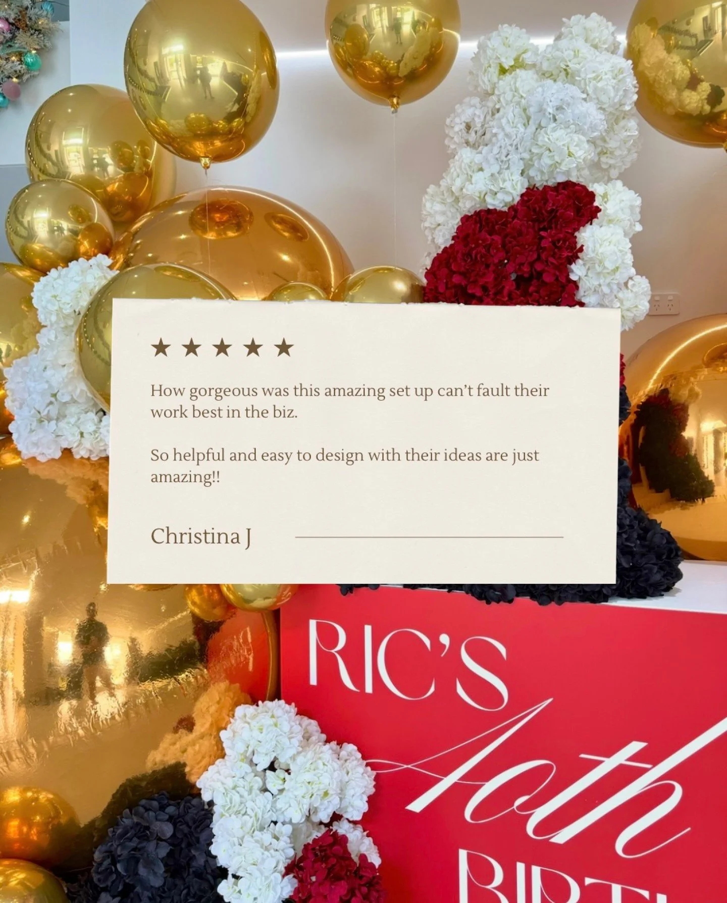 Love notes from our wonderful clients! 

Rics 40th was bold, fun, and made to celebrate.
This setup had energy.

Full installation executed by @ivorystonecollective_
