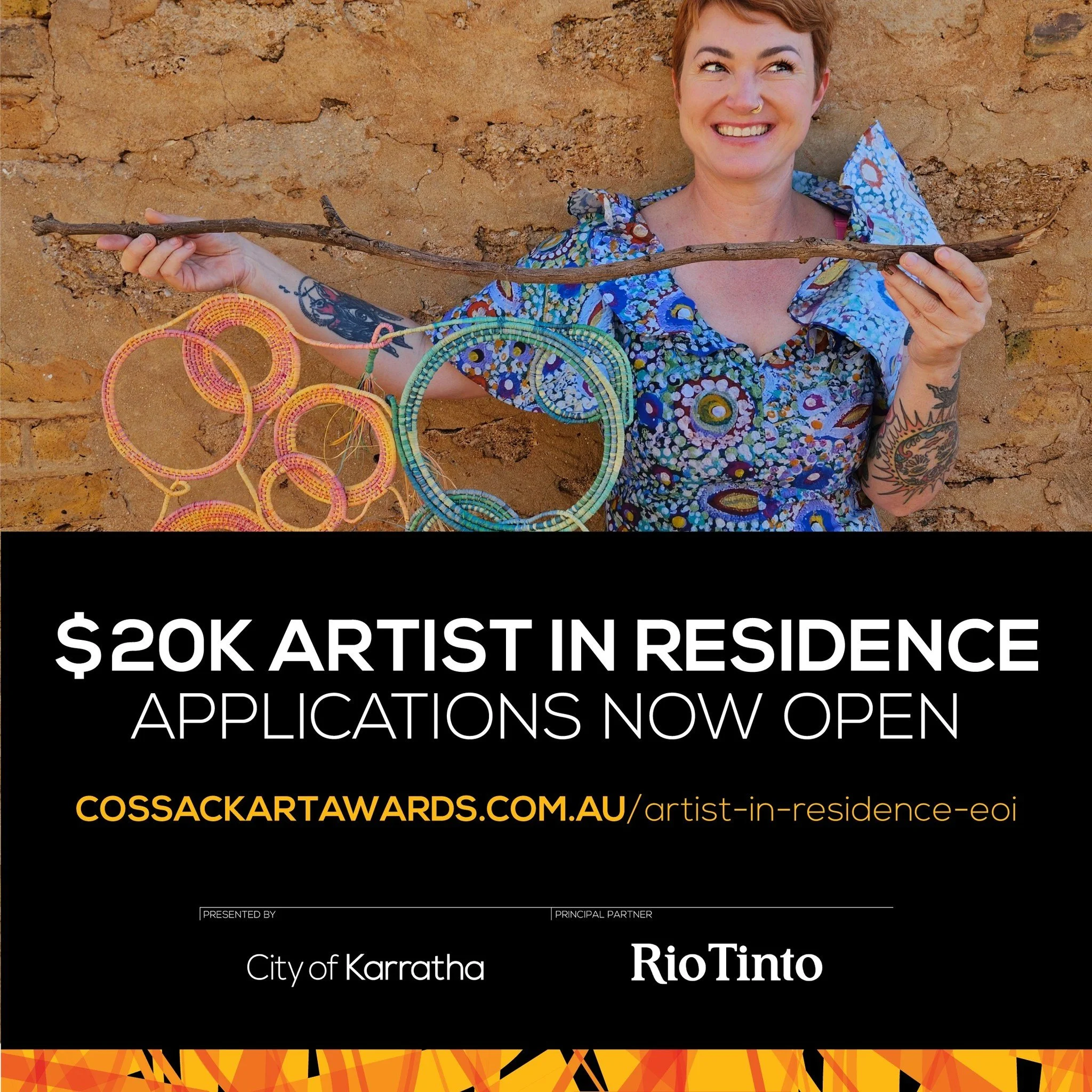 🧡 TWO WEEKS TO GO 🧡

Applications to be our 2026 Artist in Residence close on 1 December. Artists from across Australia are encouraged to apply for the highly coveted $20k residency, based in the historic, remote town of Cossack, WA, from 13 July t